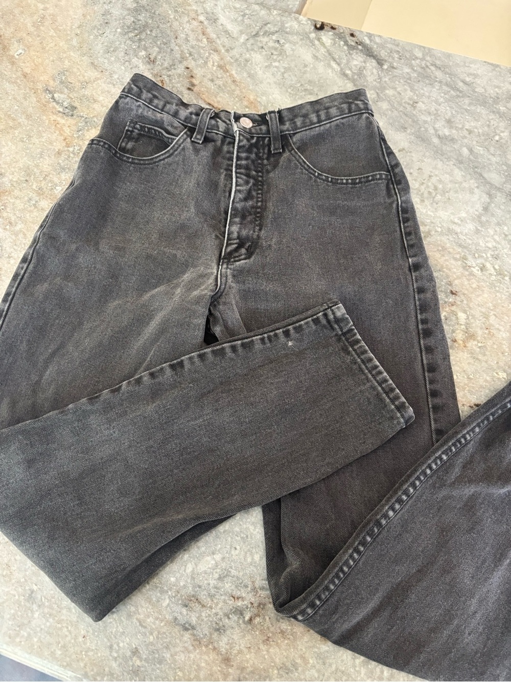 Vintage 90s Guess Washed Black High Rise Jeans Made in USA Size 29